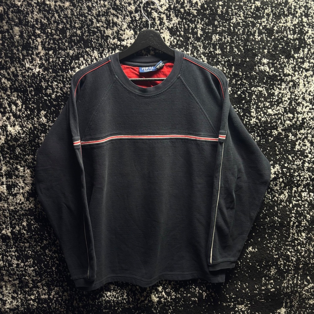 Profile Vintage Y2K Skater Black Striped Ribbed Long Sleeve Shirt Mens M